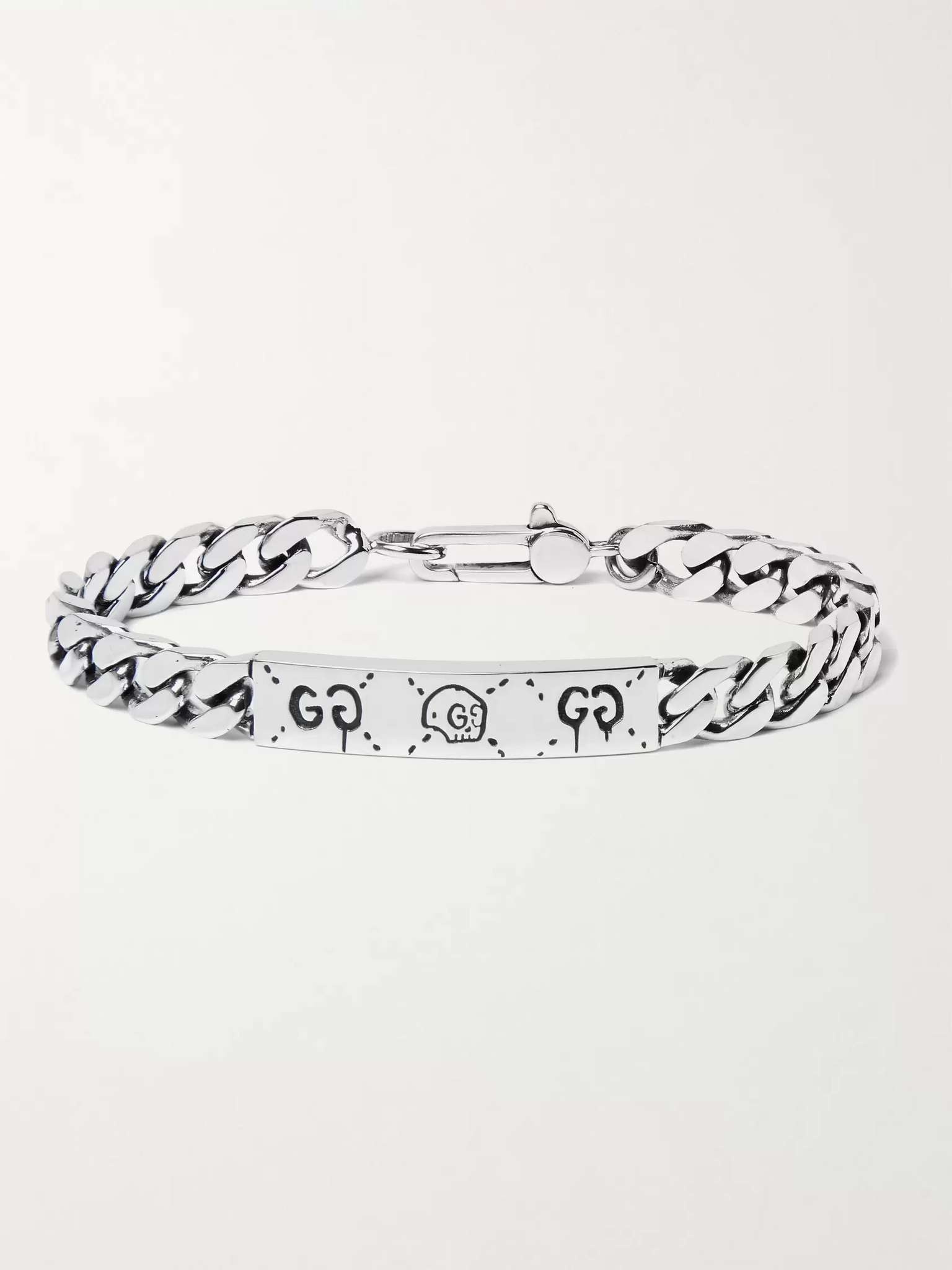 Ghost Engraved Sterling Silver ID Bracelet - 1