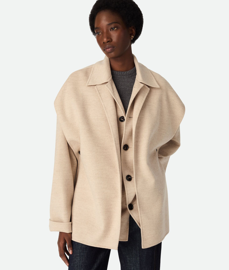 Double Wool And Cashmere Short Coat - 1