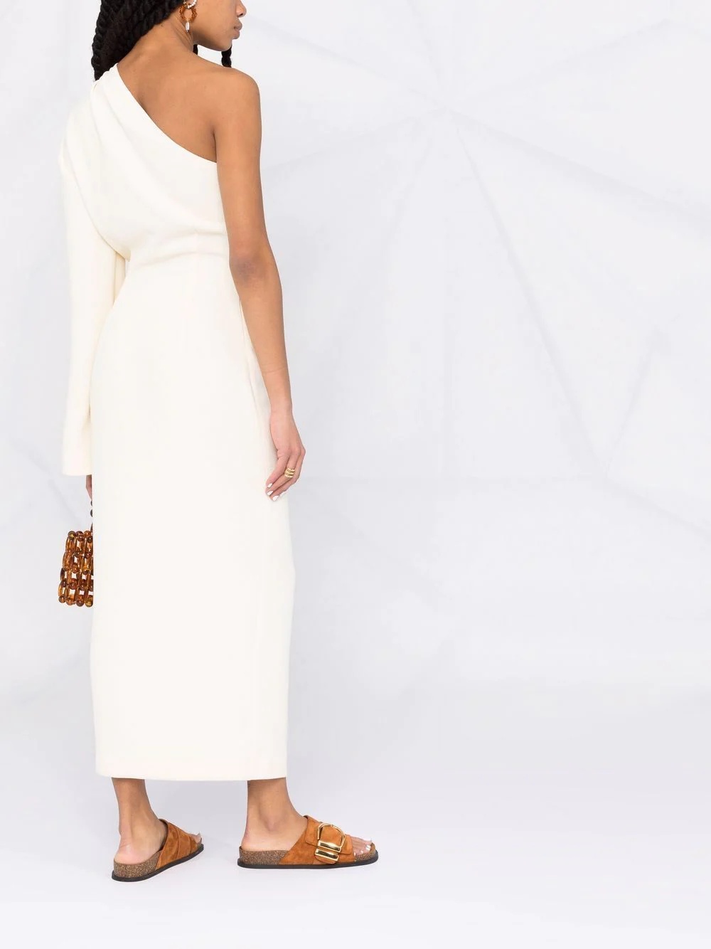 one-shoulder midi wrap dress - 4