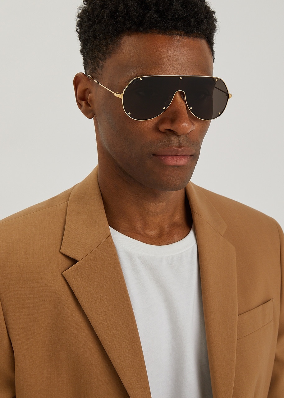 Cartier Santos De Cartier Mask Sunglasses, Sunglasses, Gold-tone - 4