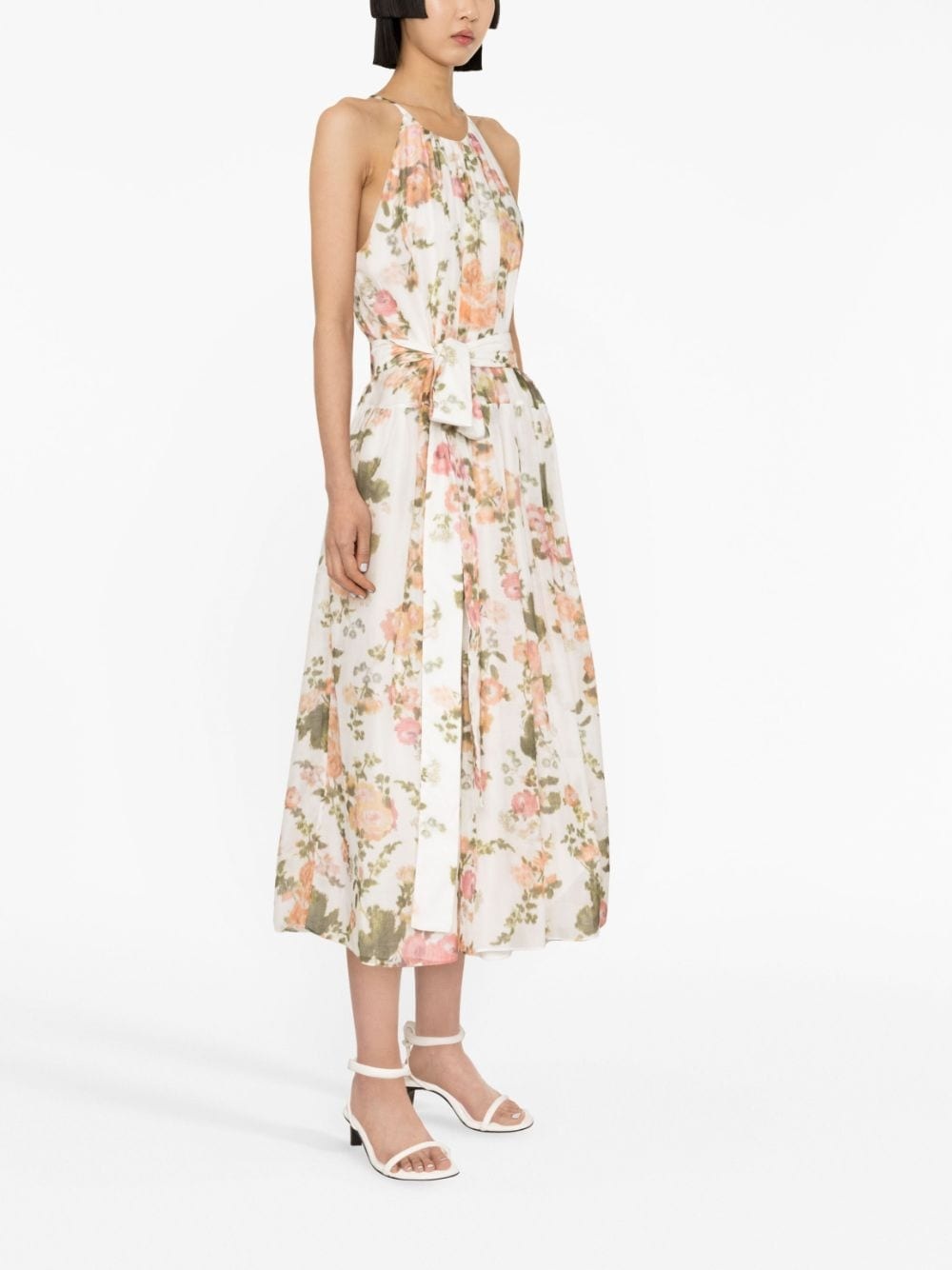 floral-print tied-waist dress - 3