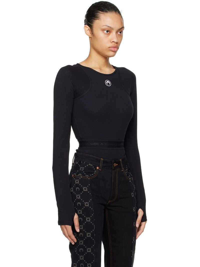 Black Embroidered Bodysuit 2