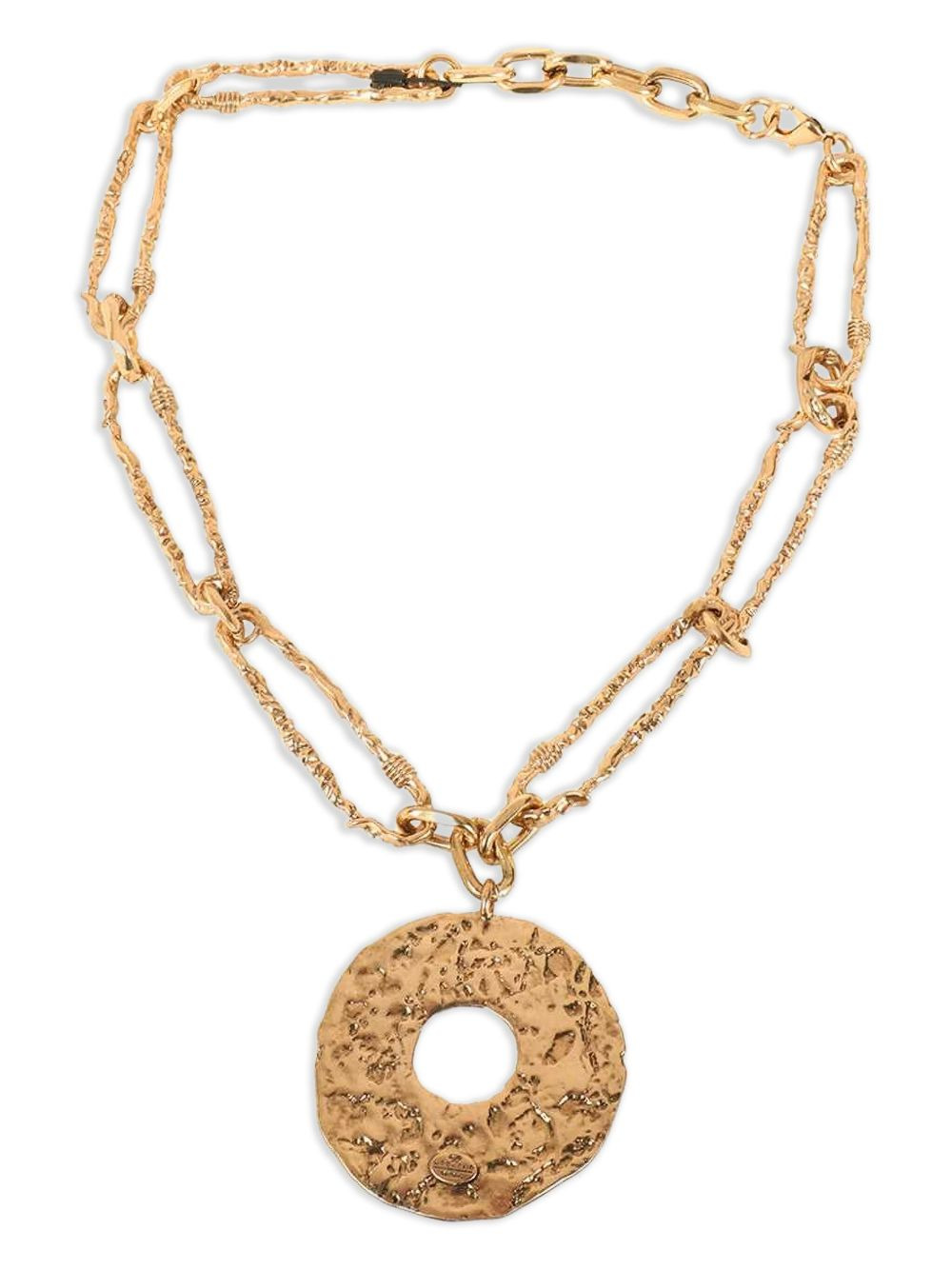 hammered-circle pendant necklace - 2