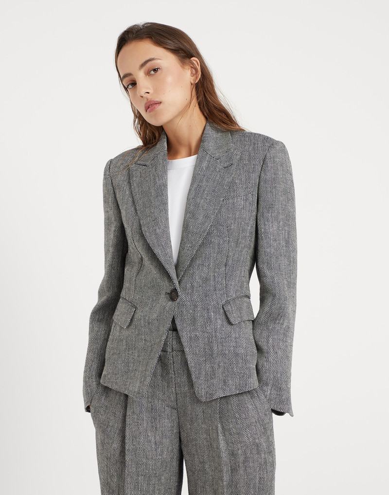 Irish linen chevron blazer with monili 1