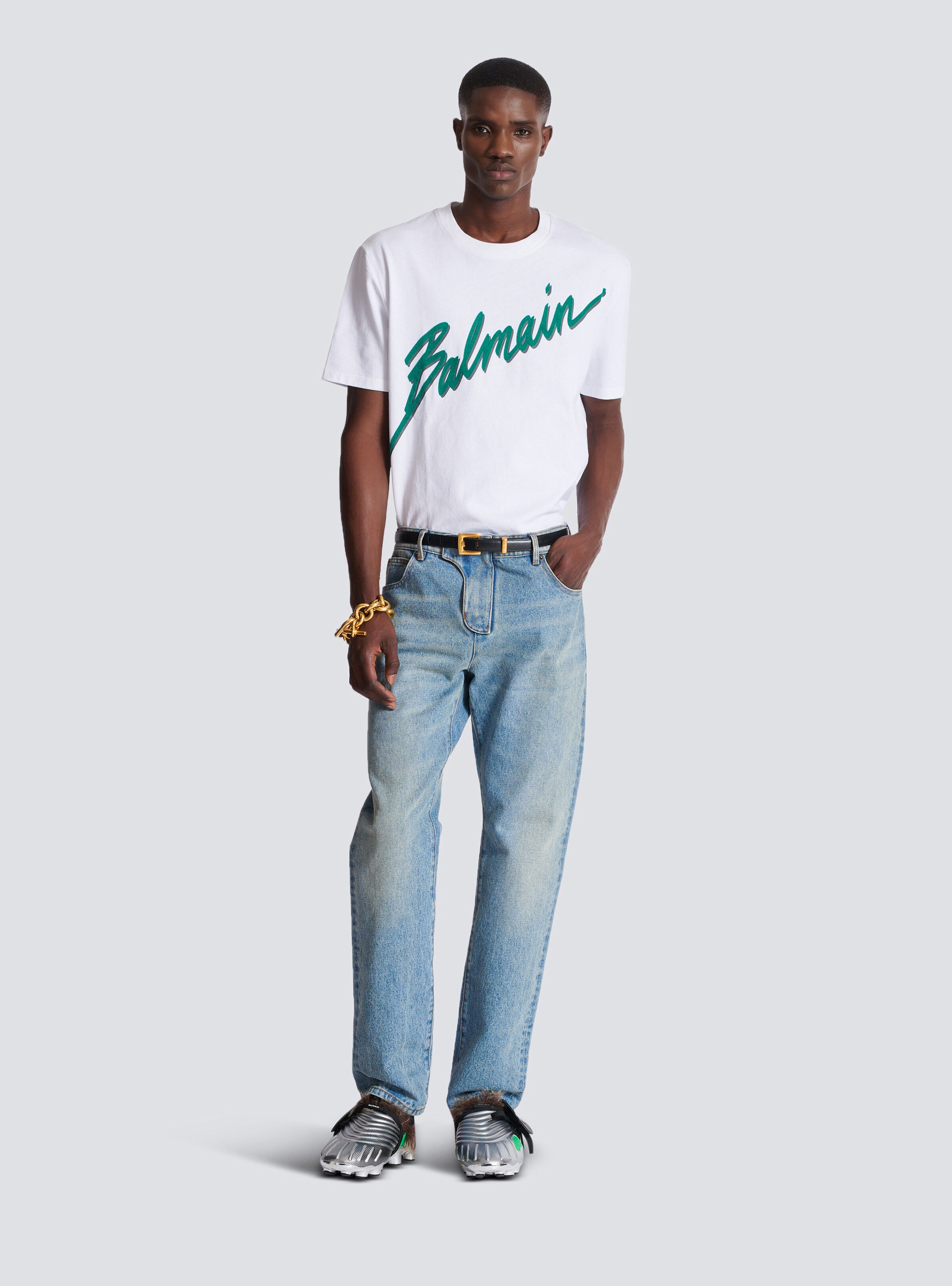 Balmain Lettre flocked T-shirt - 2