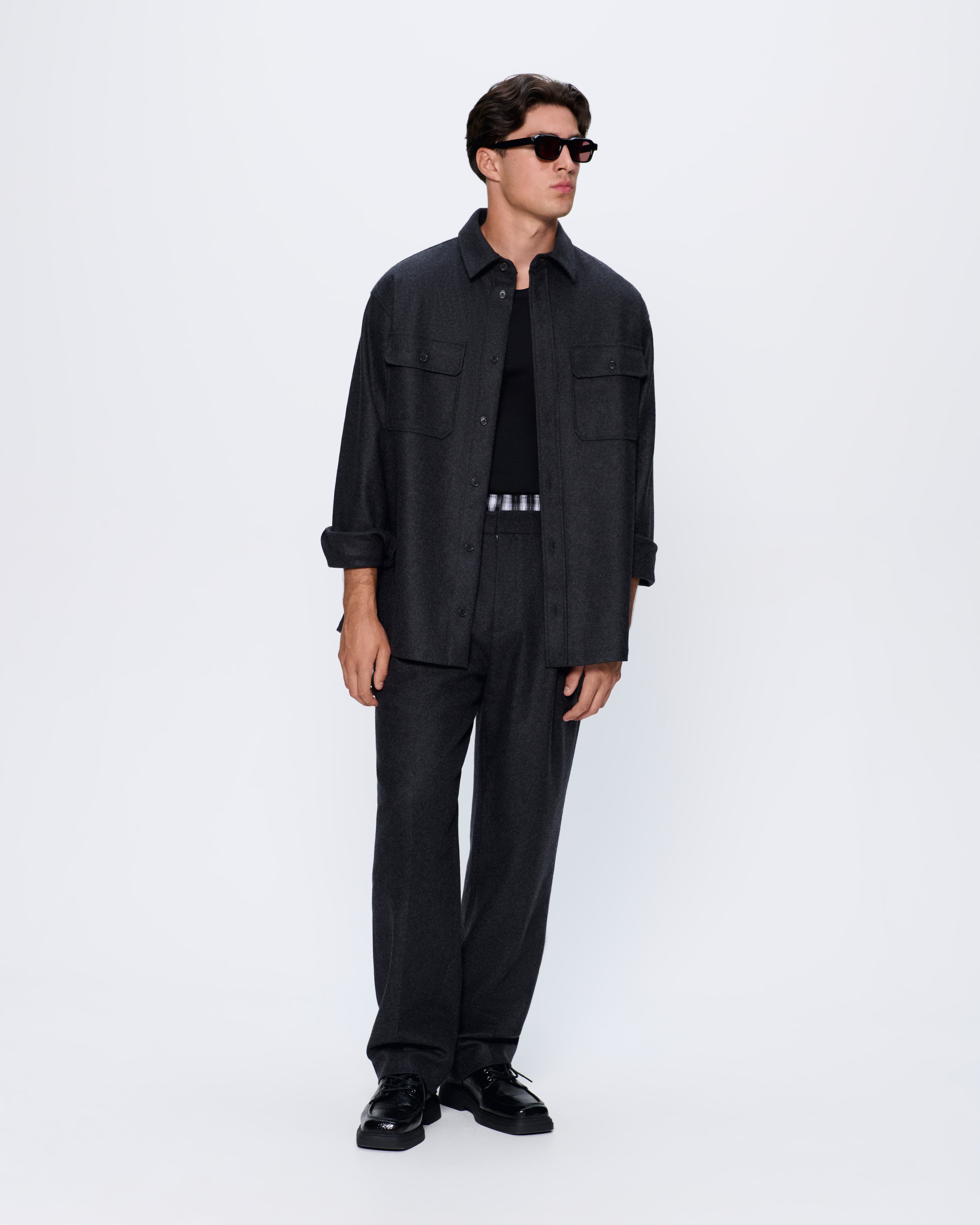 Mens Recycled Wool Long-Sleeve Shirt - Mercury Grey - 2