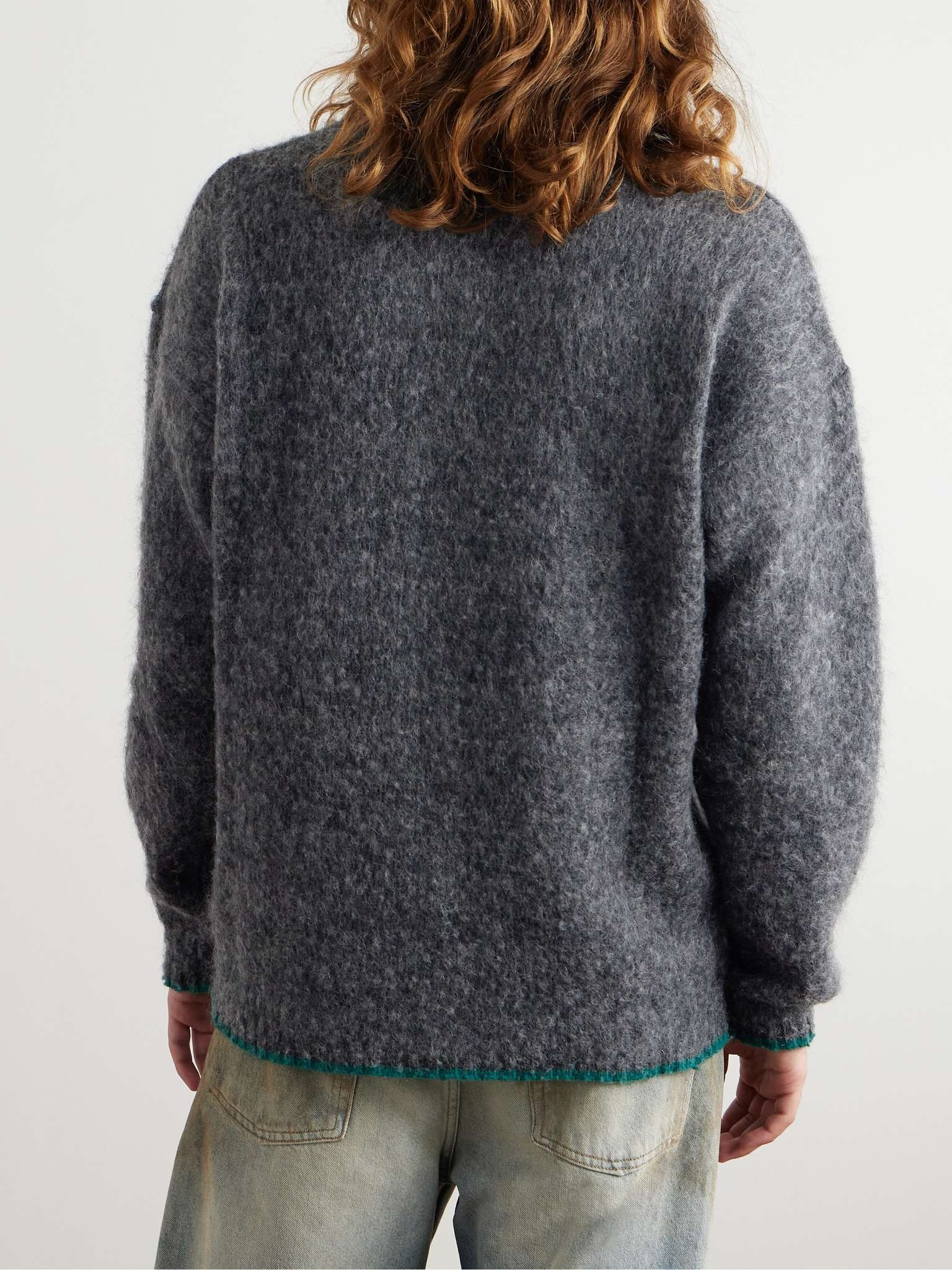 Logo-Embroidered Brushed Wool-Blend Sweater - 3