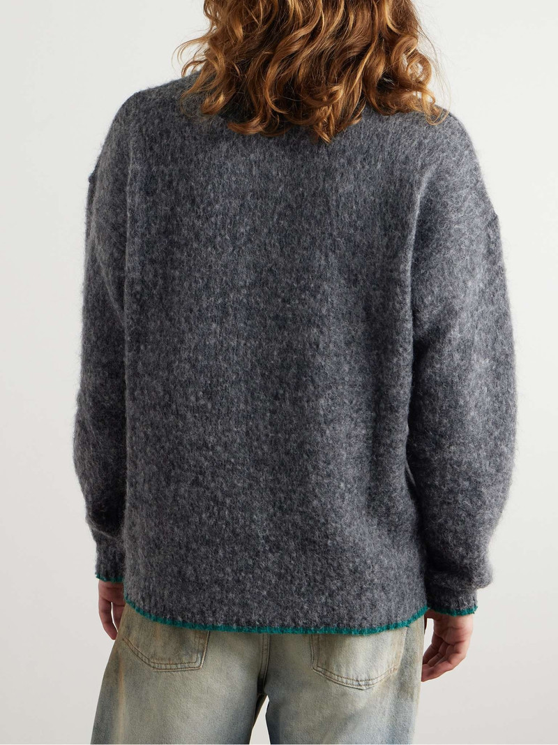 Logo-Embroidered Brushed Wool-Blend Sweater 3