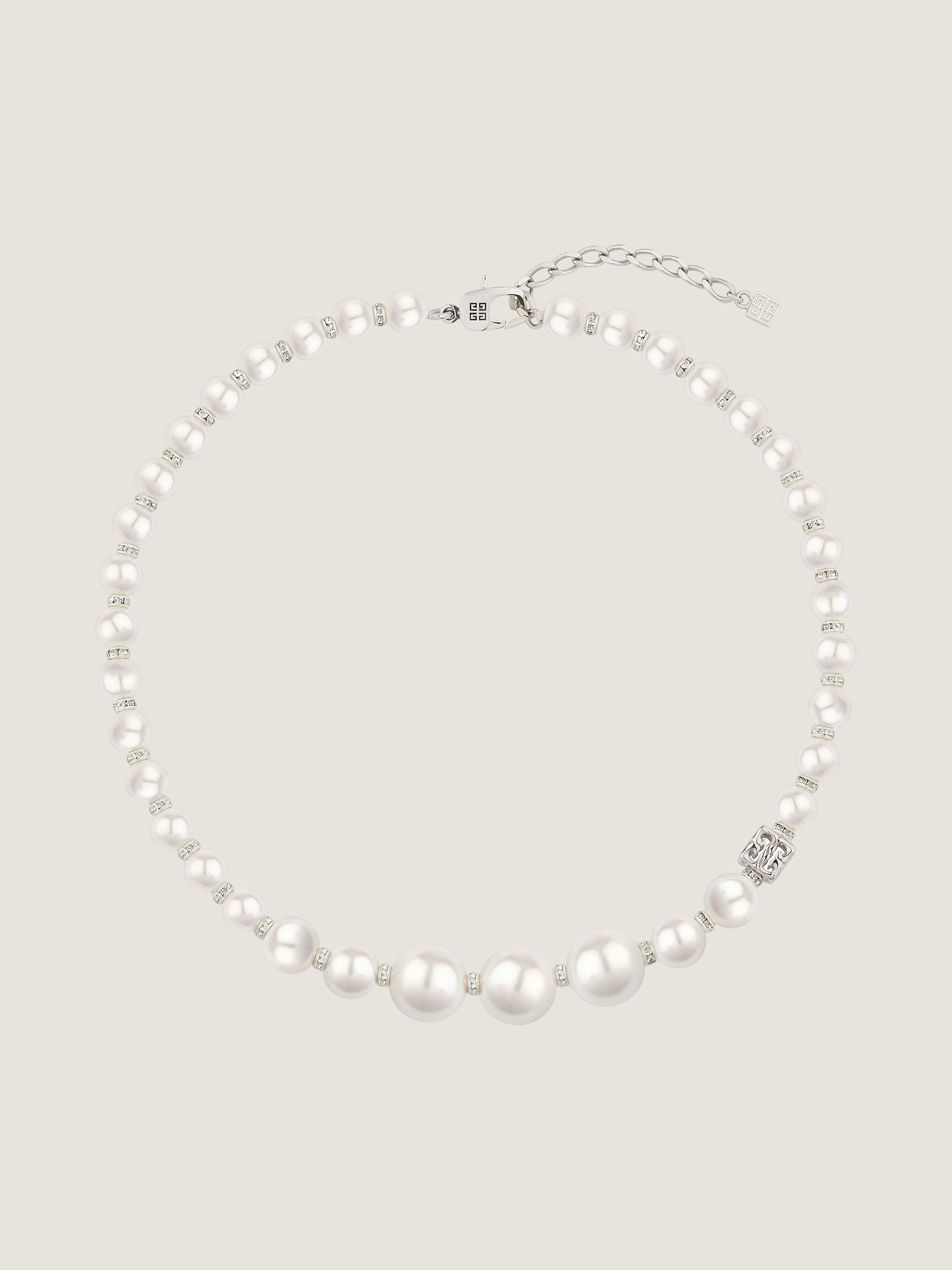 PEARL NECKLACE IN METAL WITH CRYSTALS - 1