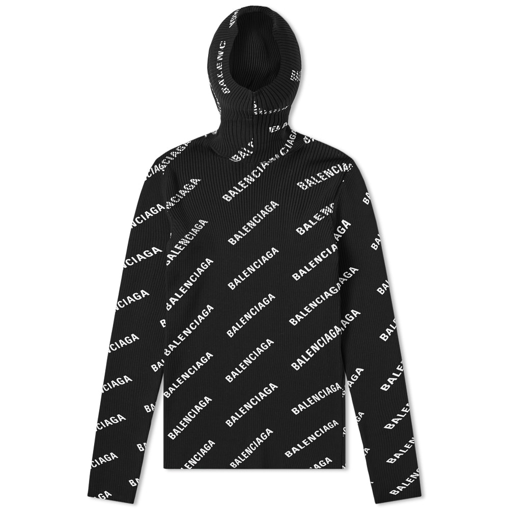 Balenciaga All Over Logo Print Hoody - 1