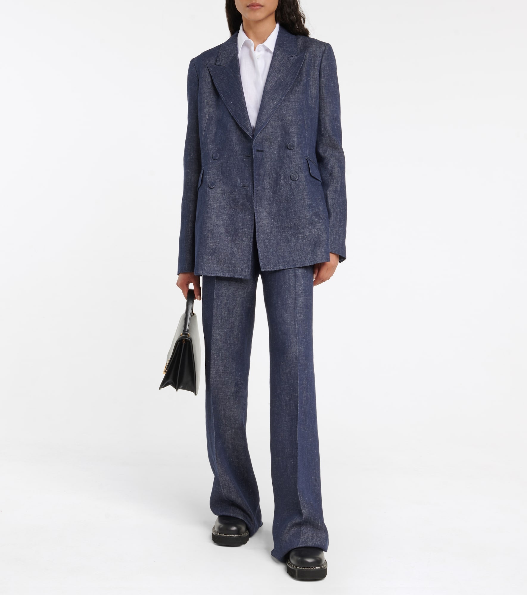 Double-breasted linen blazer - 2