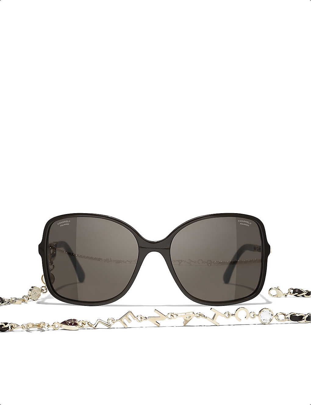 CHANEL CH5210Q oversized chainmail acetate square sunglasses