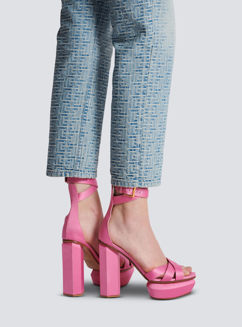 Balmain Ava satin platform sandals outlook