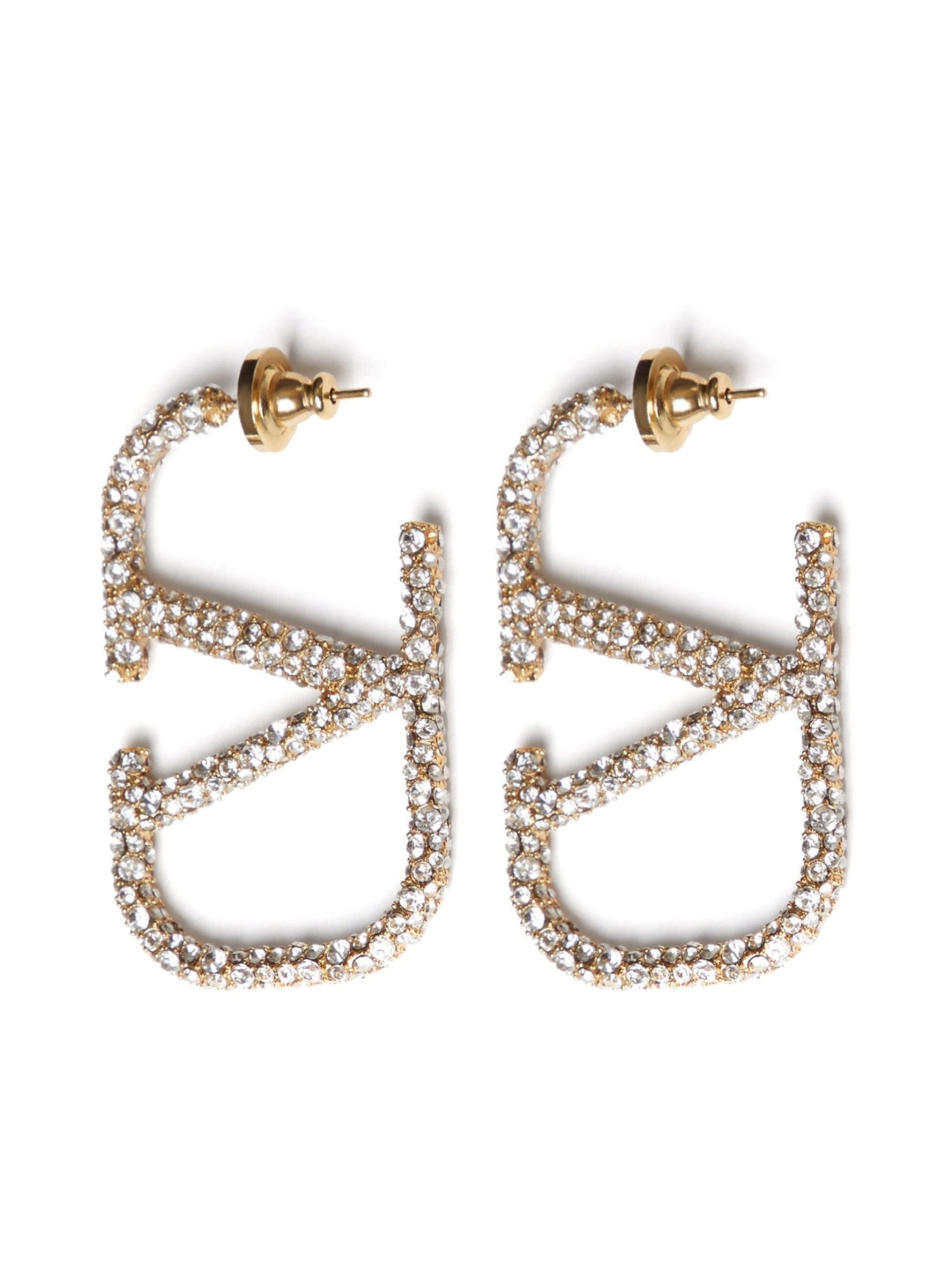 Gold-Tone VLogo Signature Crystal Earrings - 1