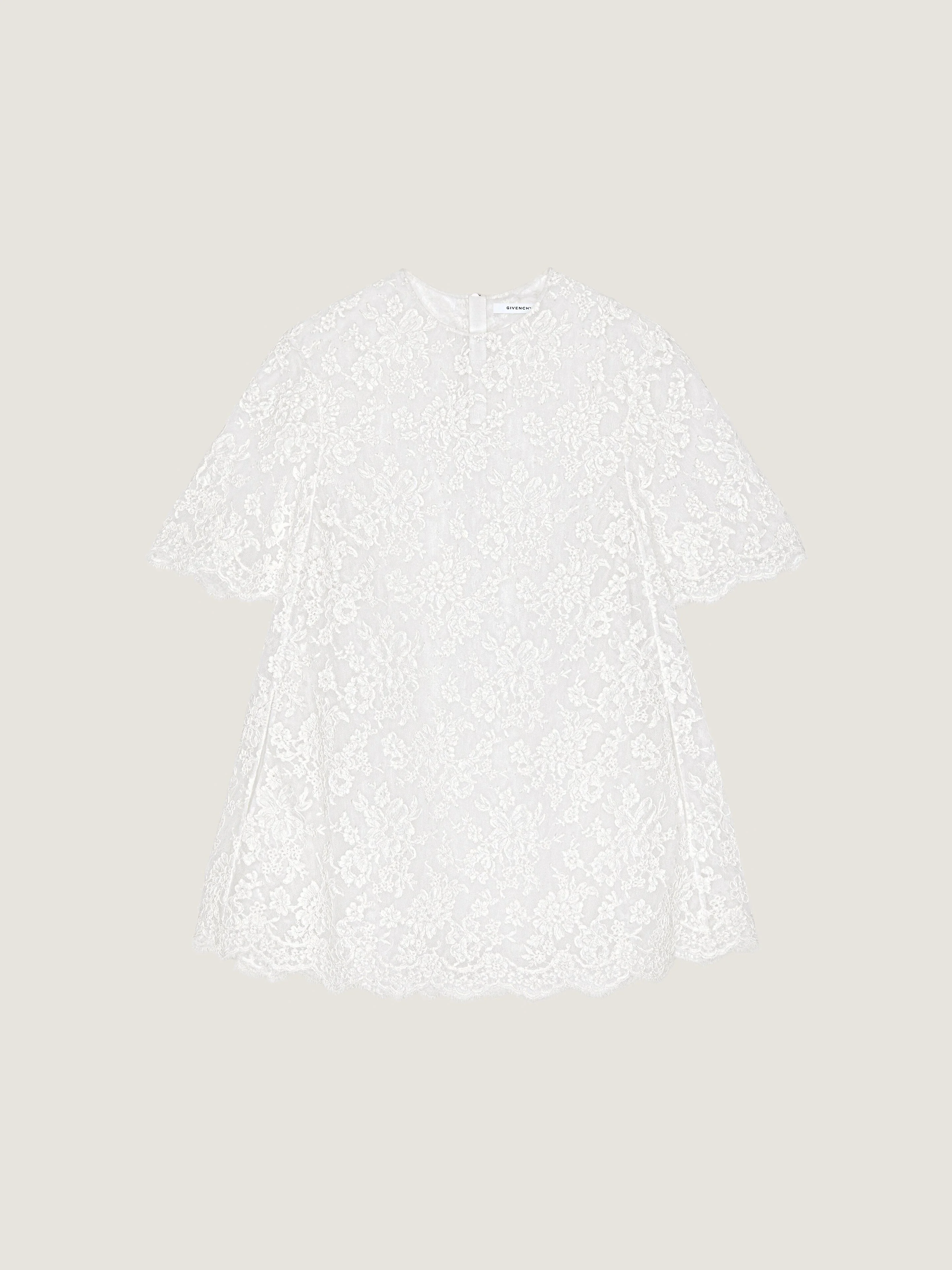 MINI DRESS IN FLORAL LACE WITH CAPE - 1