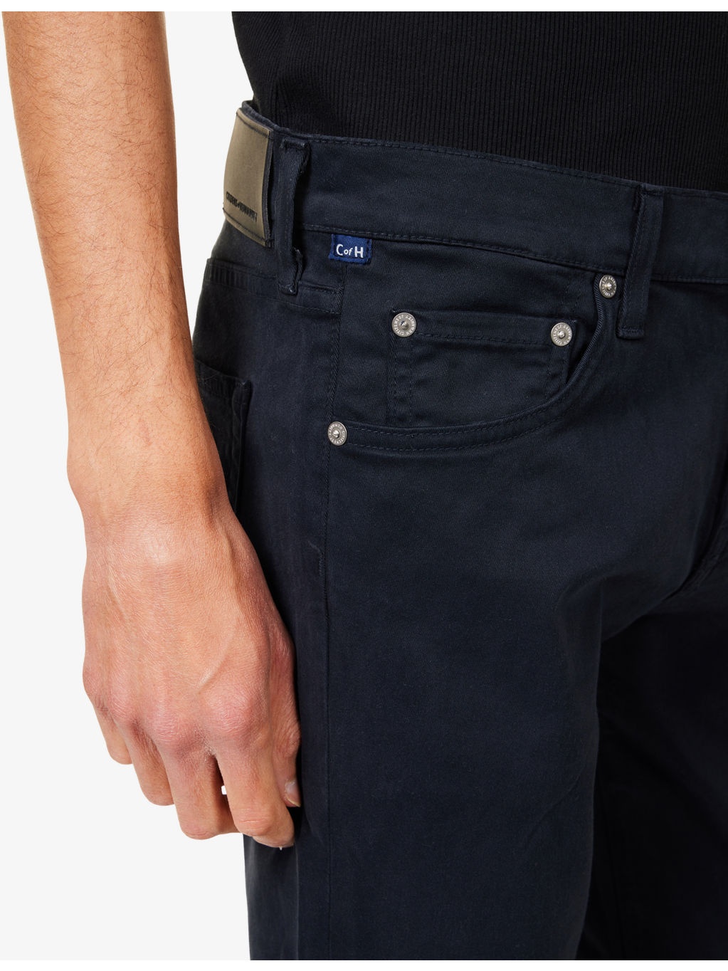 London slip-pocket straight-leg regular-fit cotton-blend trousers - 5