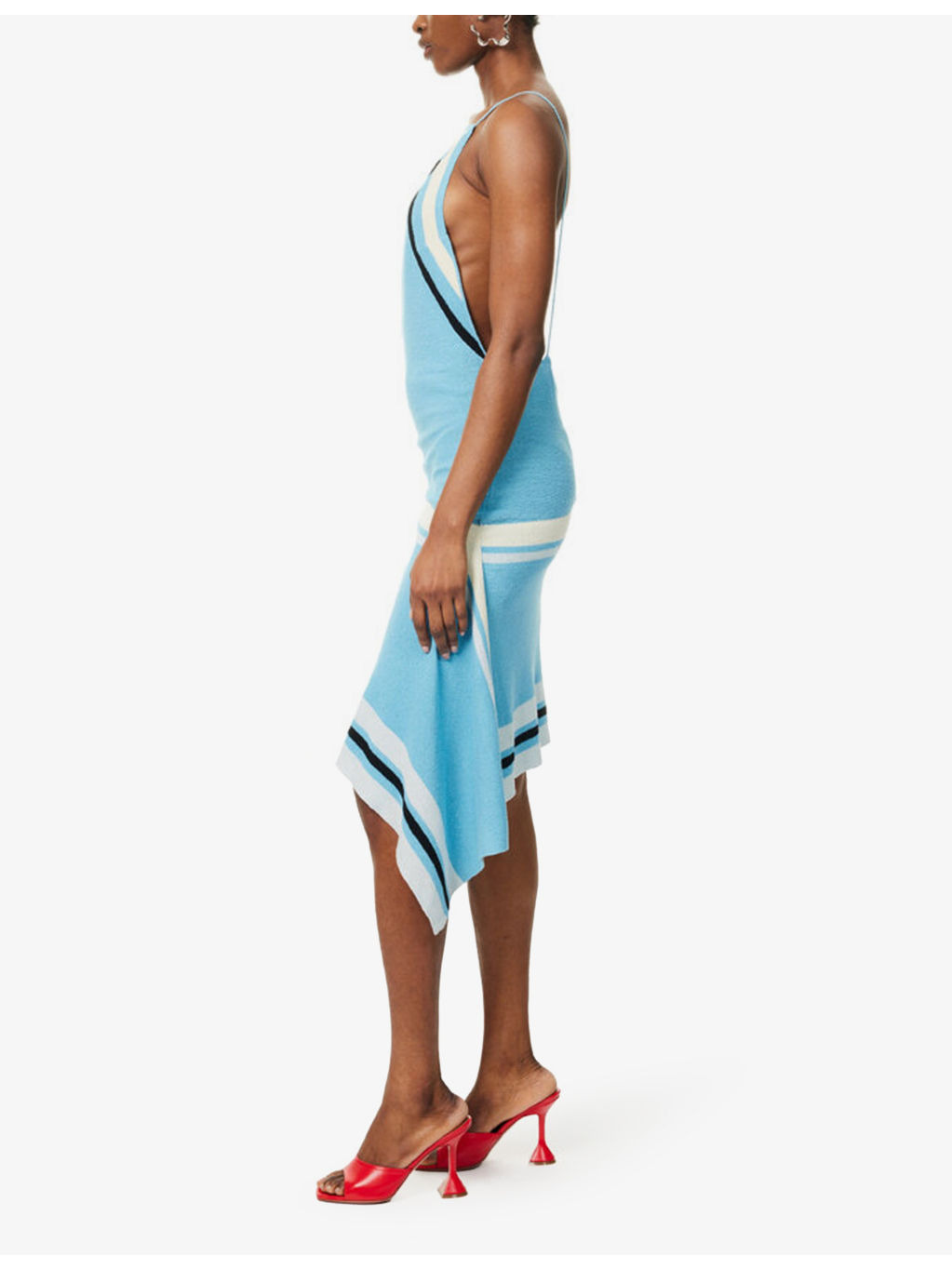 Striped Draped Knit Mini Dress - 3