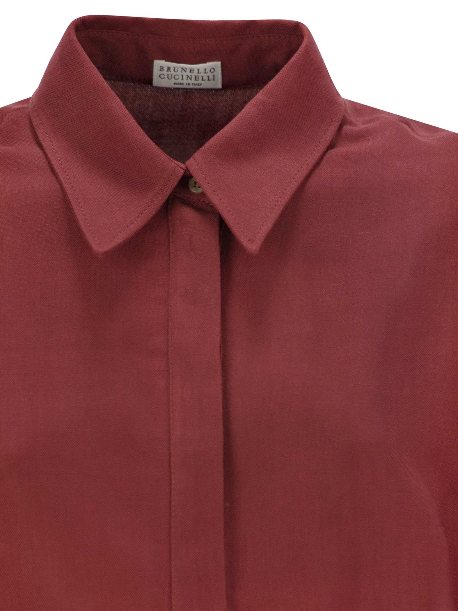 Brunello Cucinelli Women Fluid Viscose And Linen Twill Dress With Necklace - 4