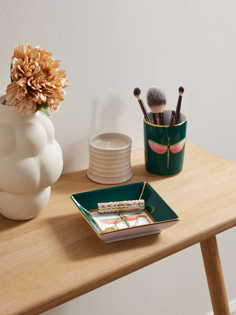 La DoubleJ Gold-plated porcelain trinket tray Green outlook