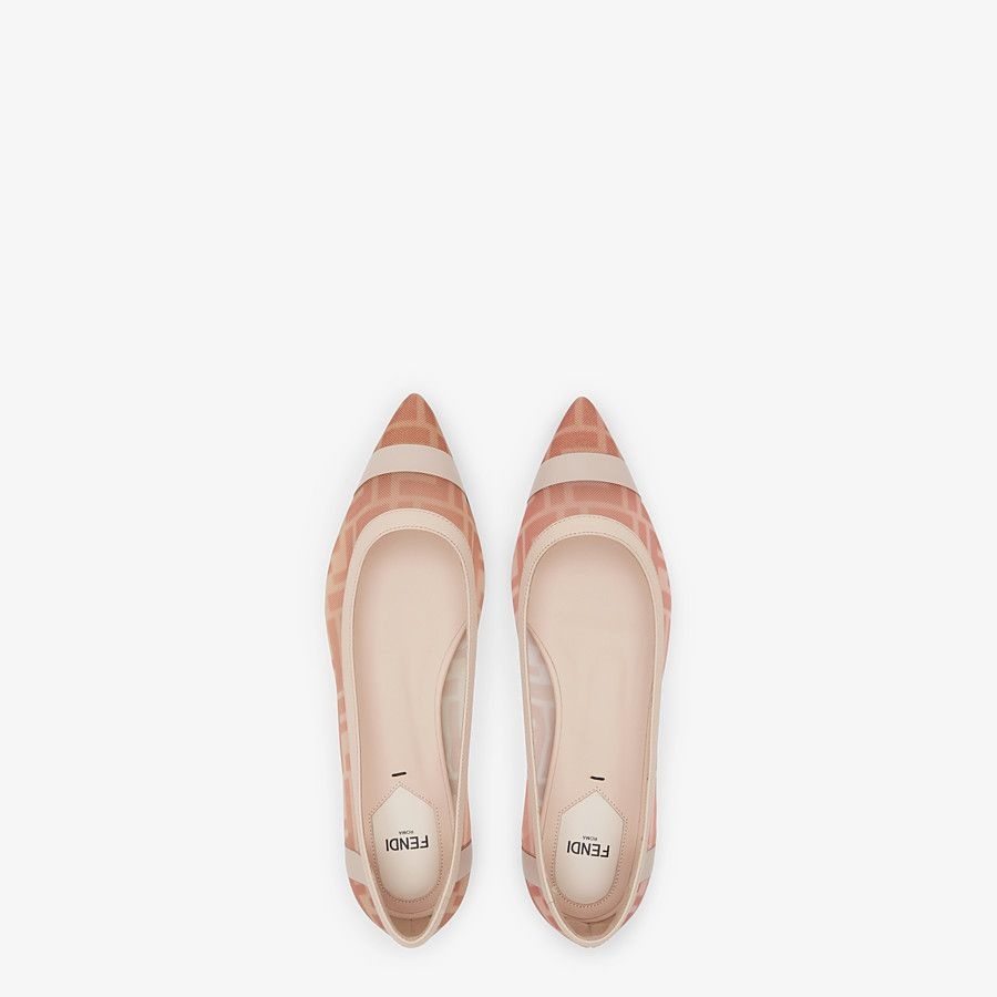 Nude leather and pink mesh ballerinas - 4