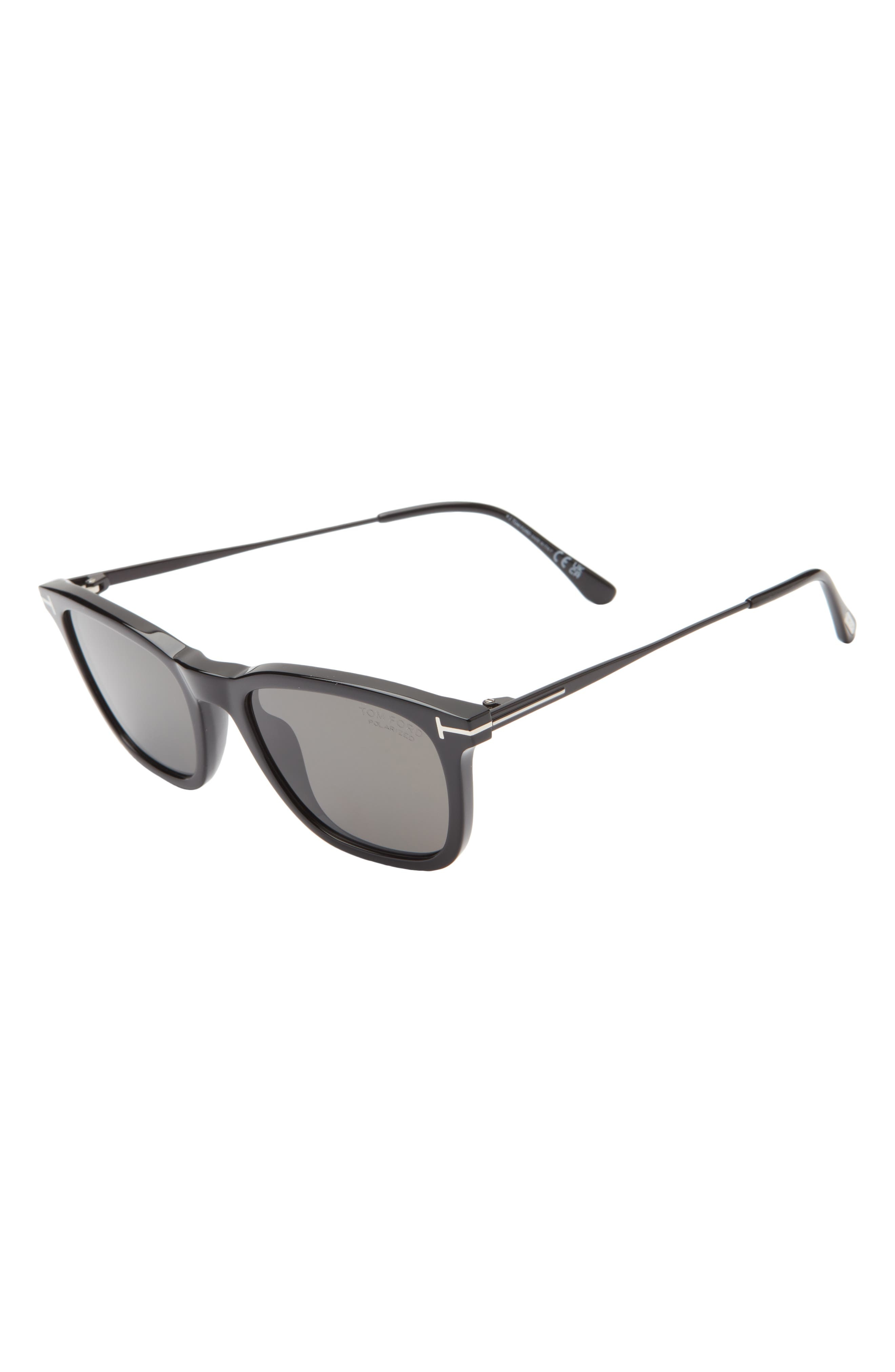 TOM FORD Arnaud 53mm Polarized Square Sunglasses in Shiny Black /Smoke Polarized at Nordstrom - 2