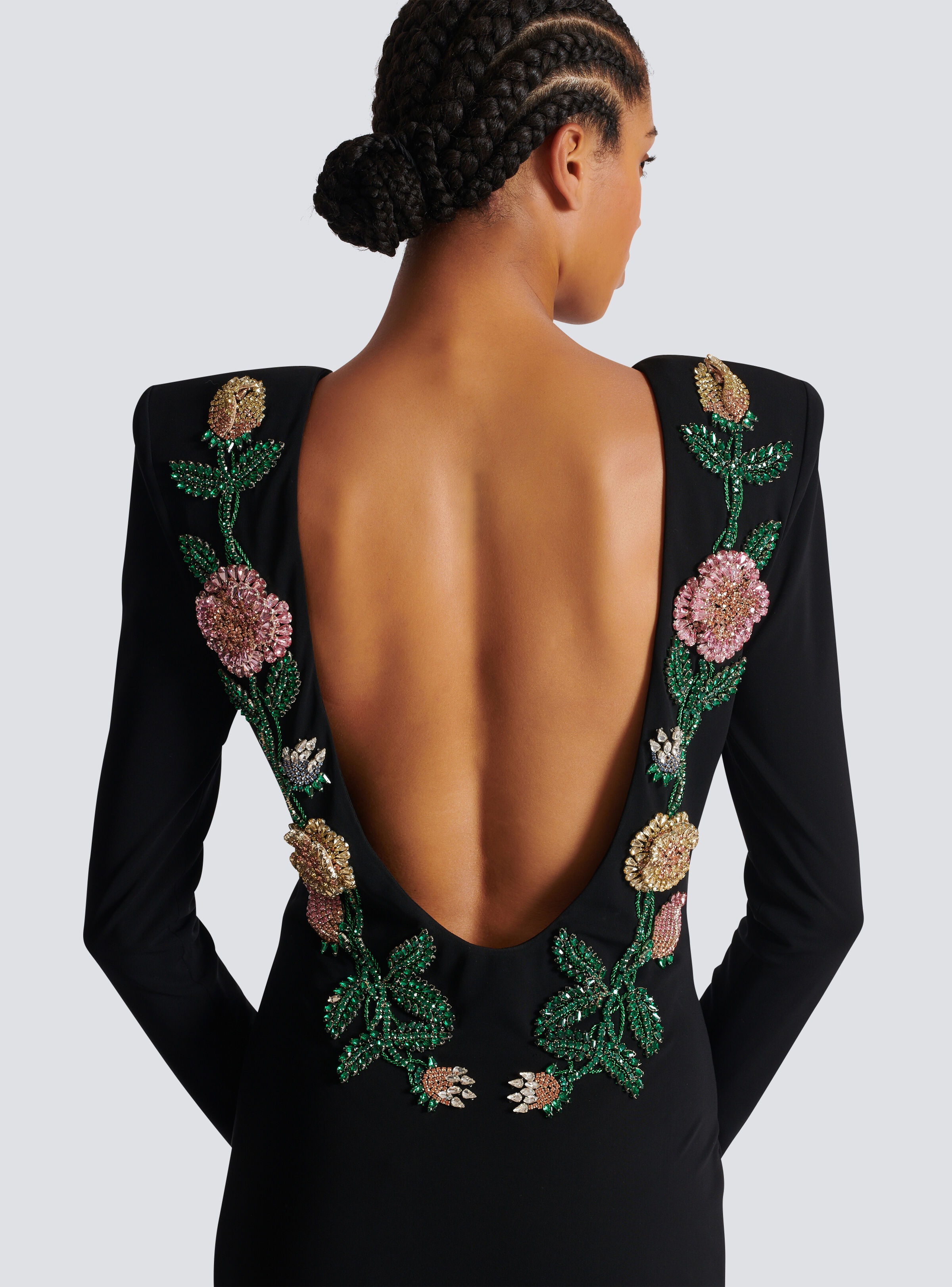 Long backless dress with Roses embroidery - 6