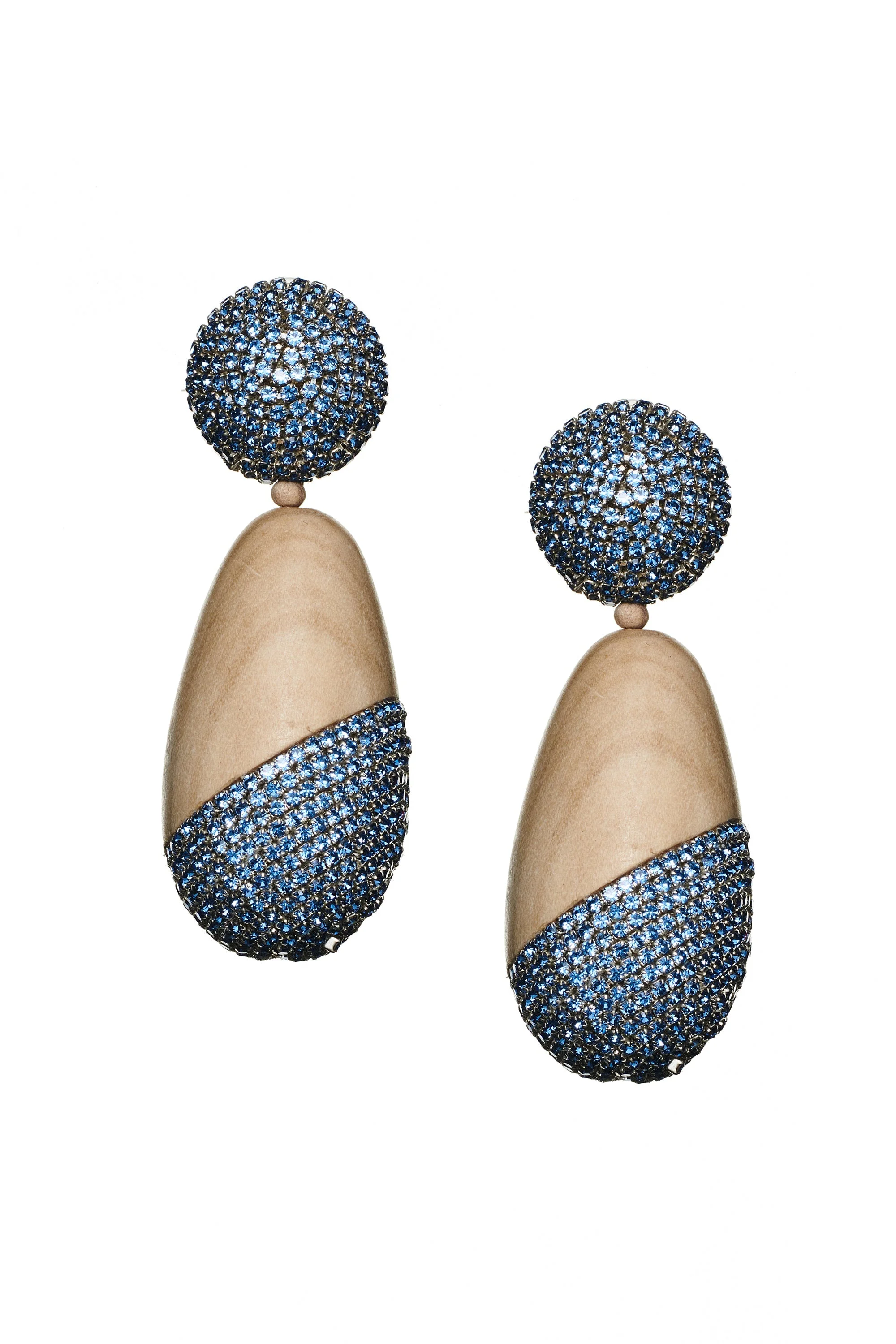 CHRISTINA EARRINGS - PANTO WOOD/ICE BLUE - 1