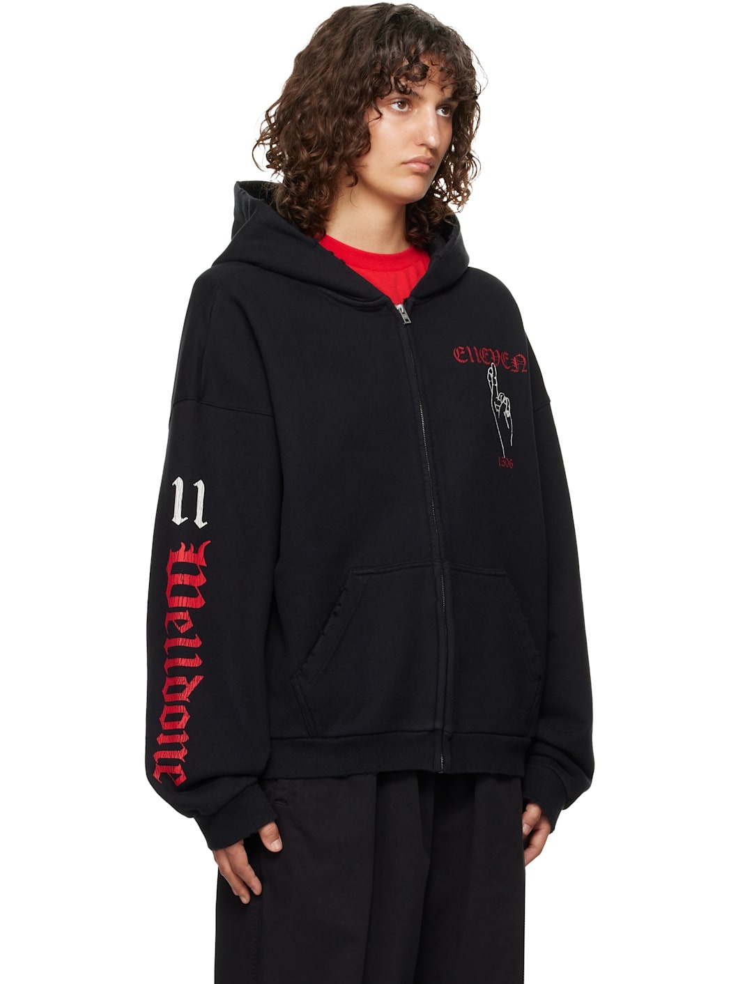 Black 'Elleven' Zip-up Hoodie - 2