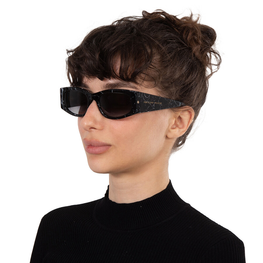 Philipp Plein Grey Gradient Oval Ladies Sunglasses SPP025S 0869 55 - 2