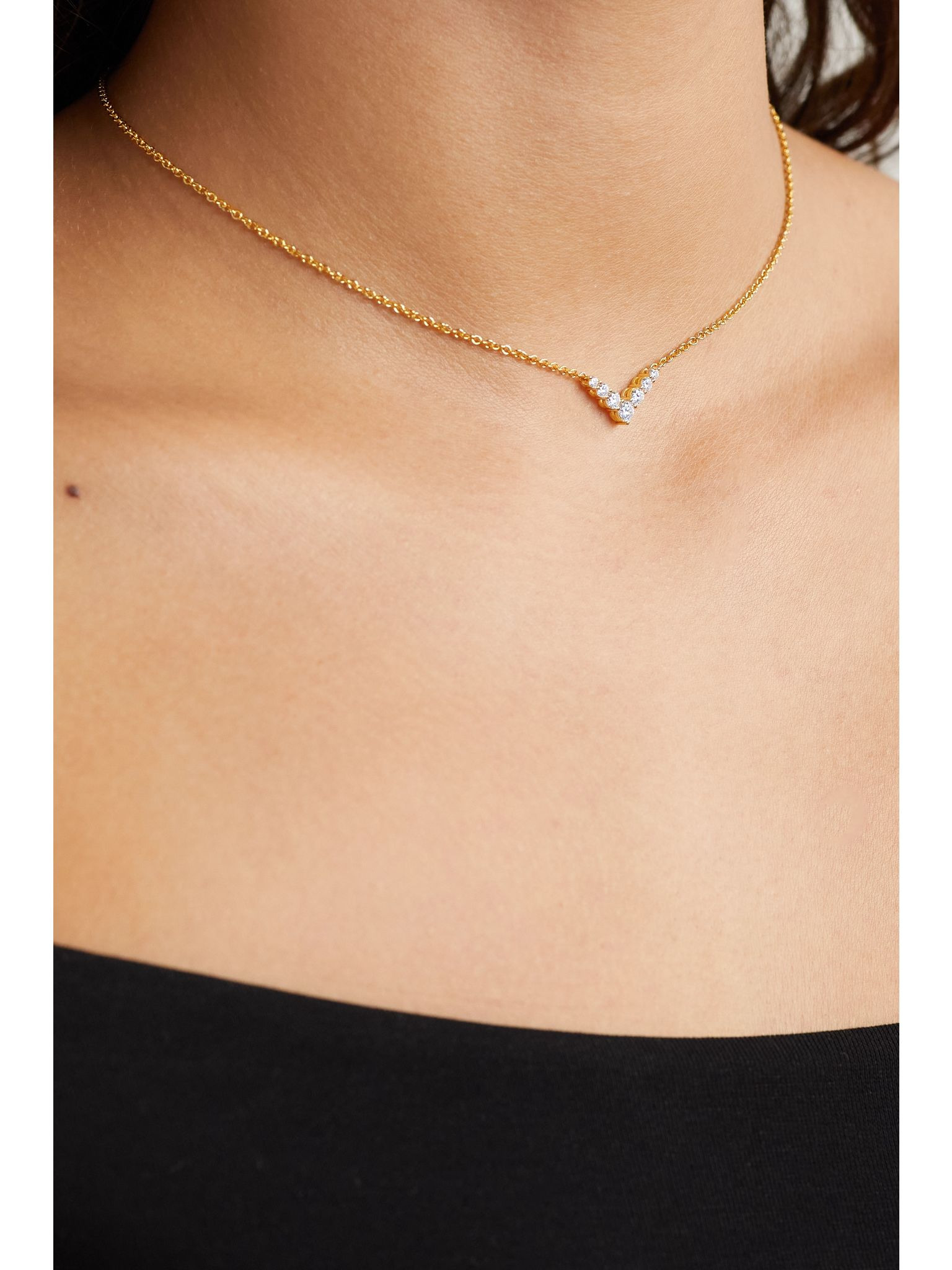 Aria V Mini 18-karat gold diamond necklace Gold - 2