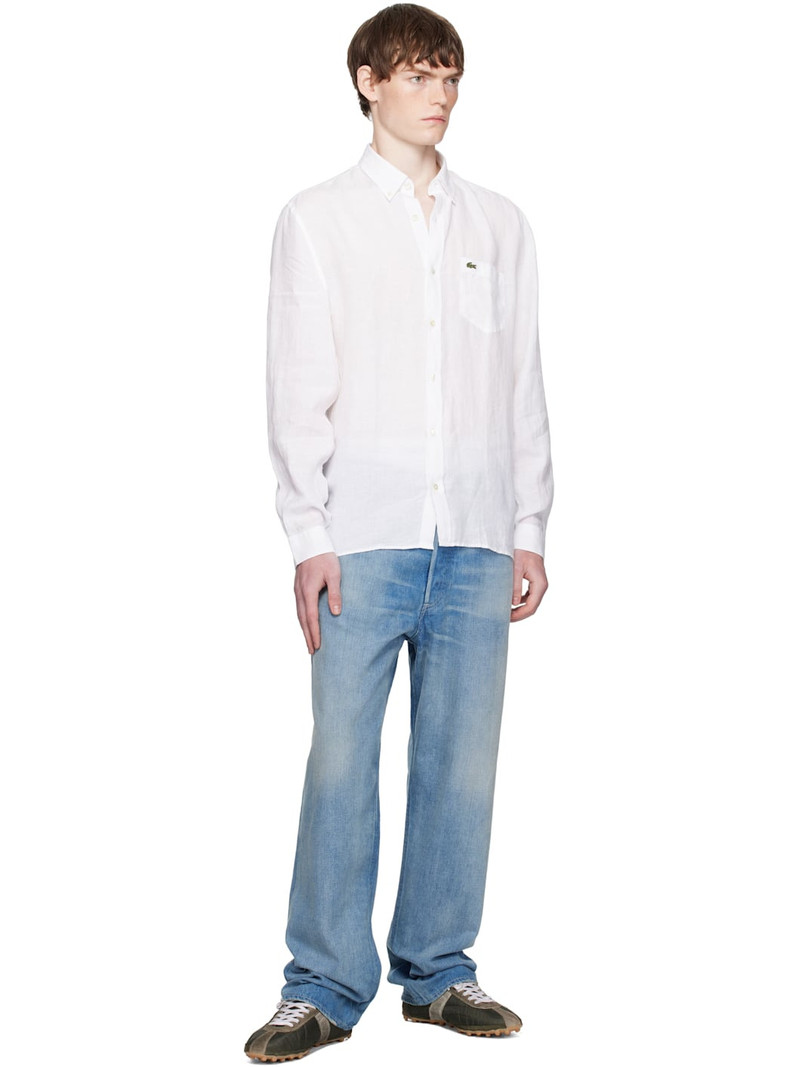 LACOSTE White Regular Fit Linen Shirt outlook