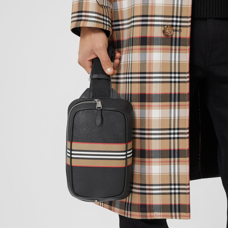 Icon Stripe Print Grainy Leather Bum Bag 4