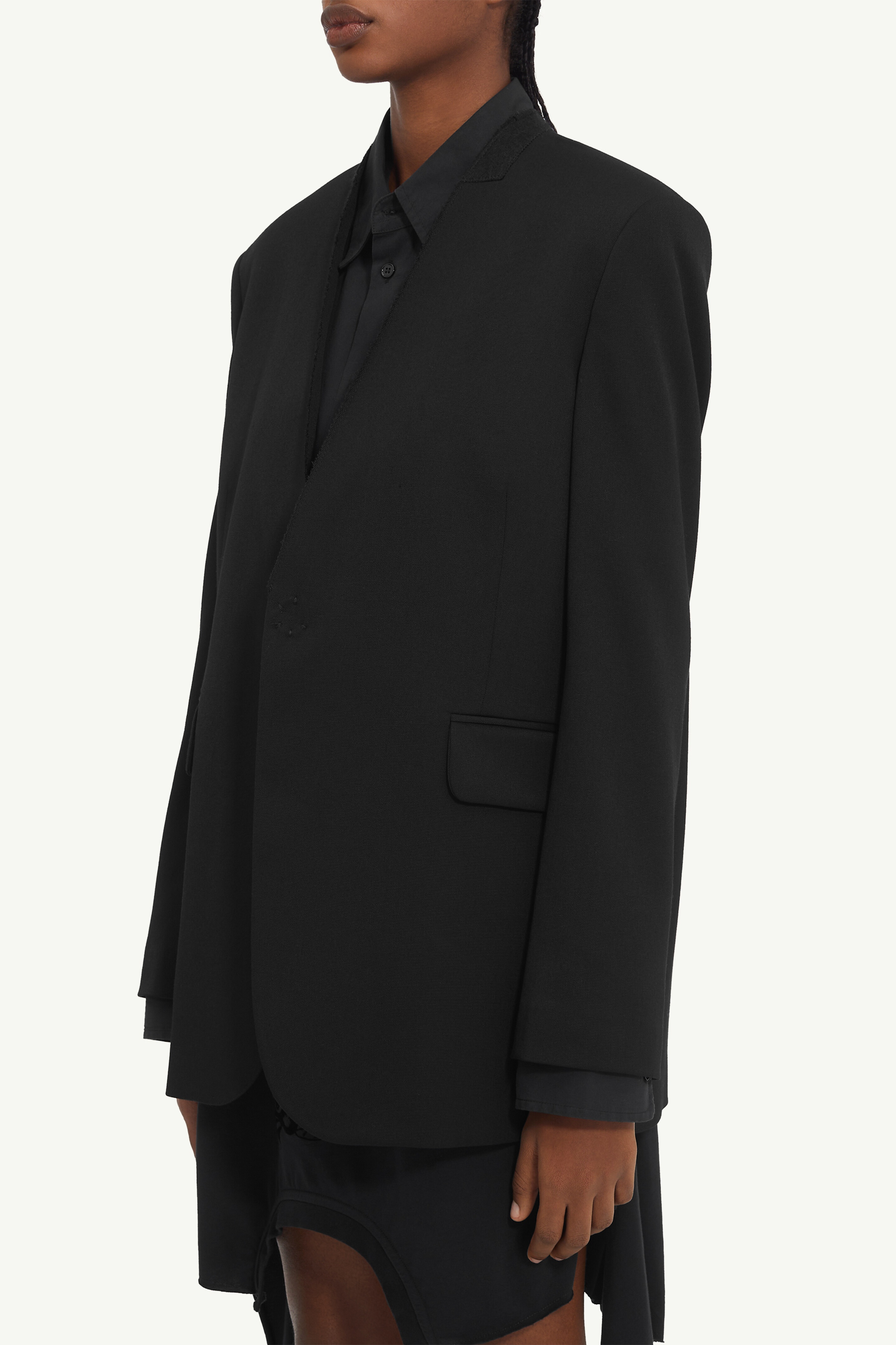Collarless Tailoring Wool Suit Jacket - 5