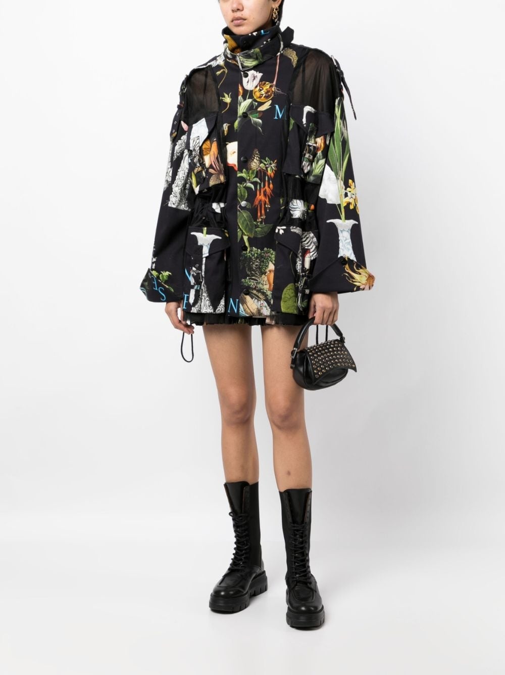 graphic-print tulle panel jacket - 2