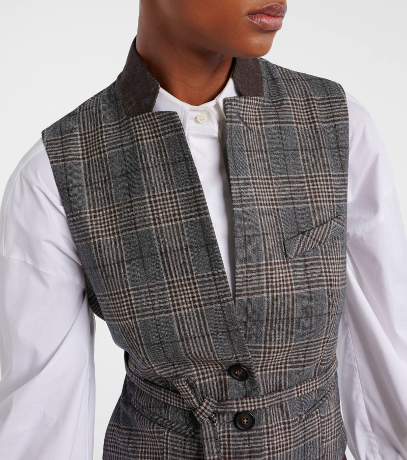 Belted checked virgin wool vest 4