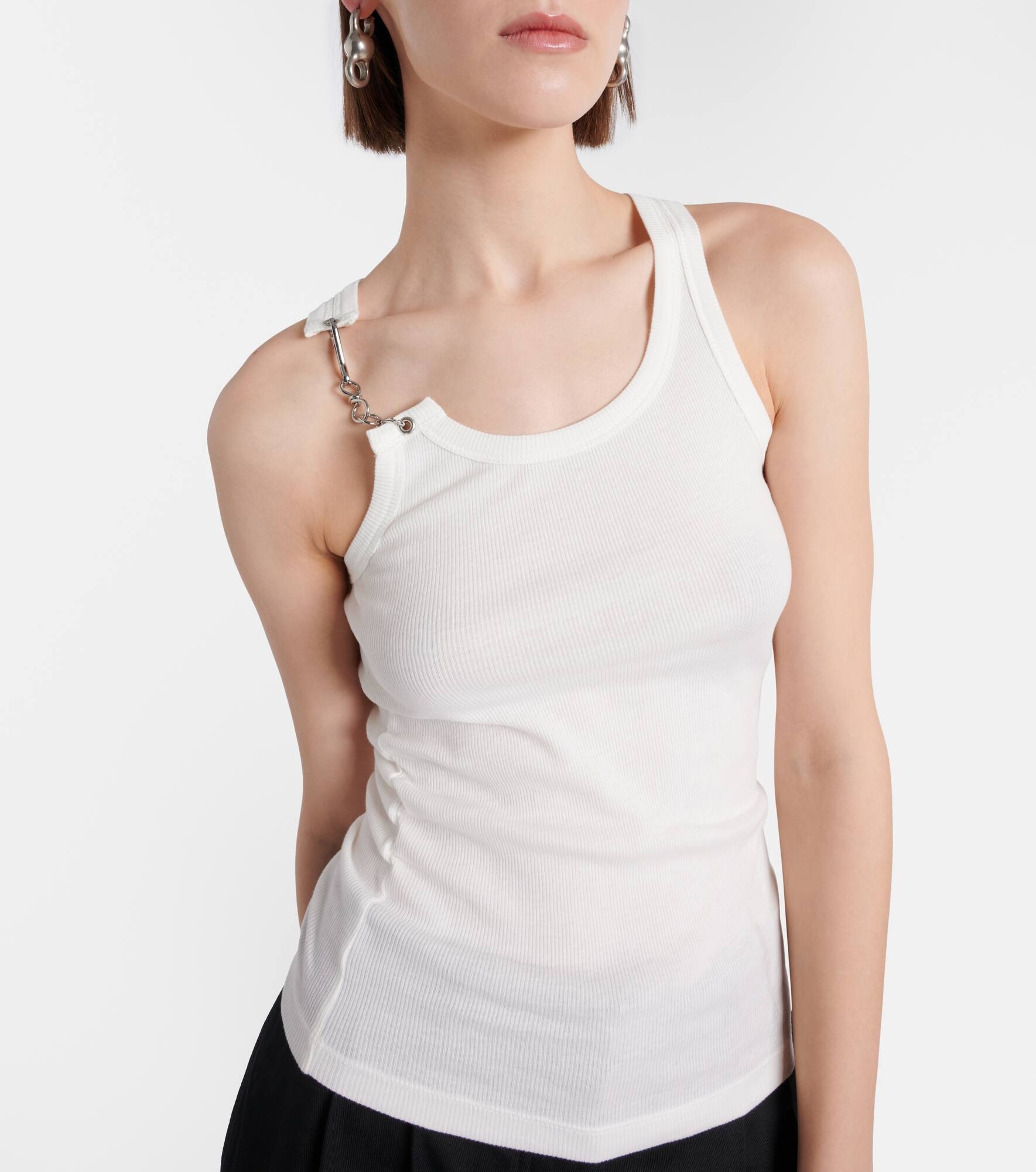 Chain-detail cotton jersey tank top - 5