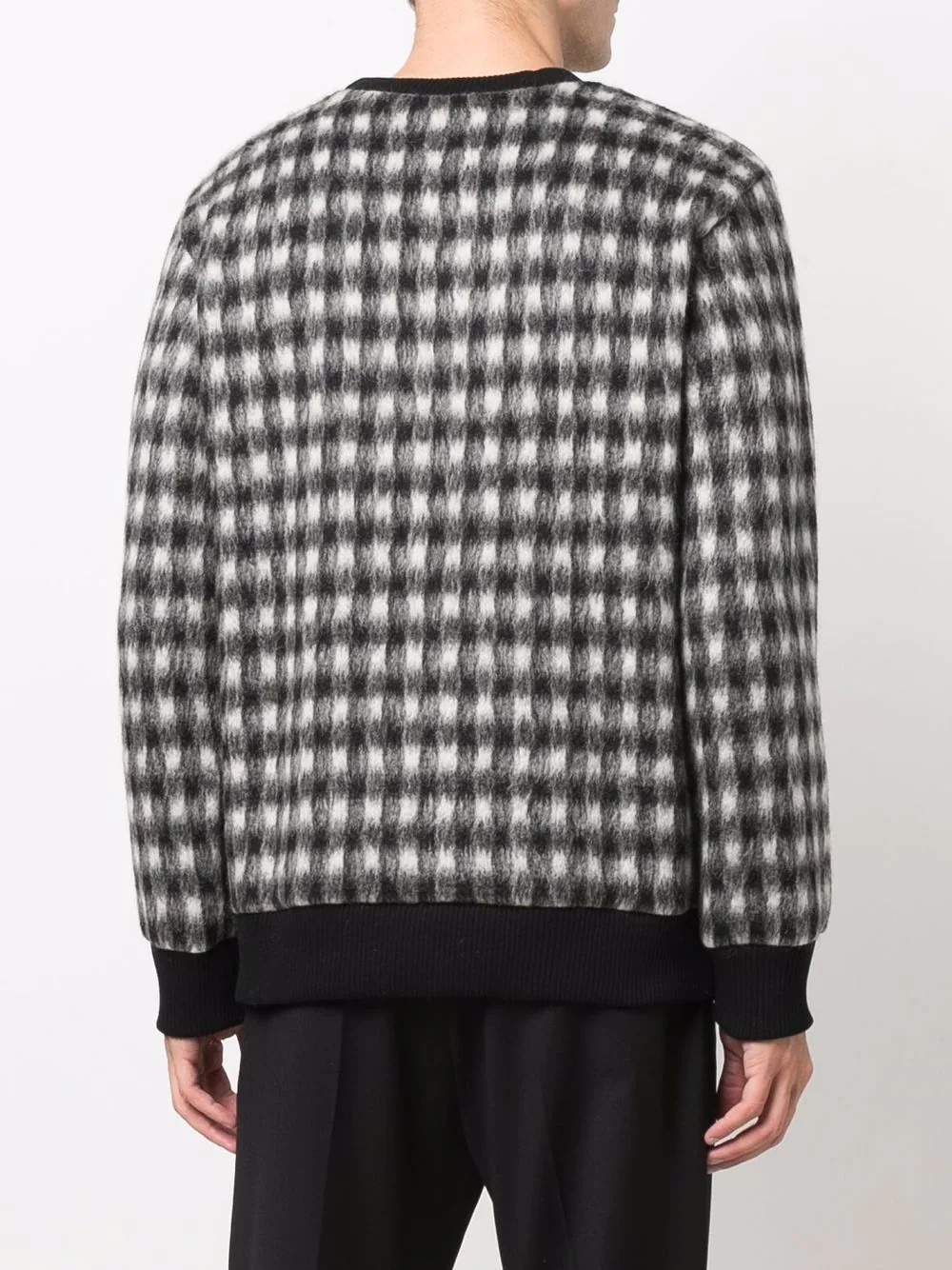 textured check-pattern knitted jumper - 4