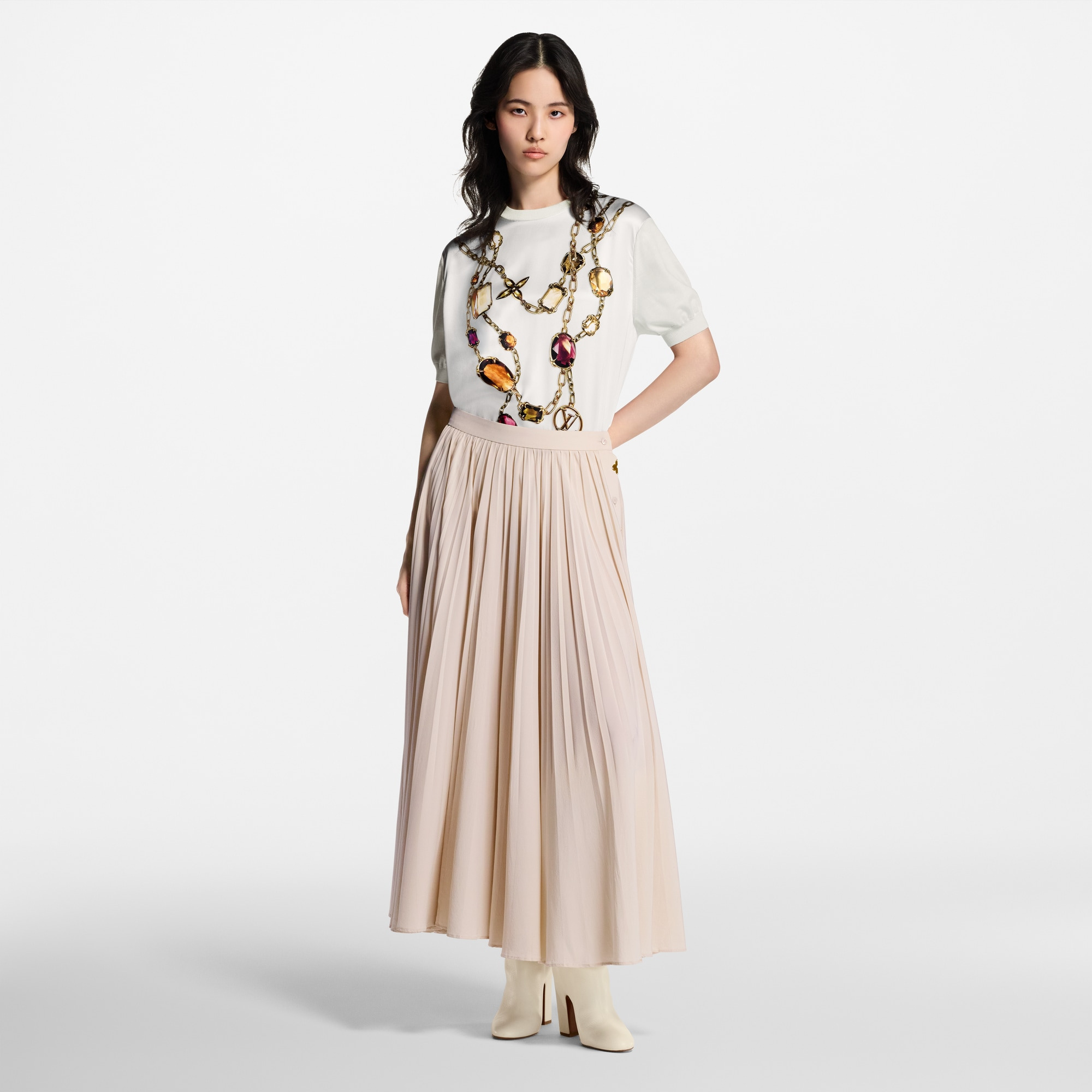 Monogram Accent Pleated Skirt - 6