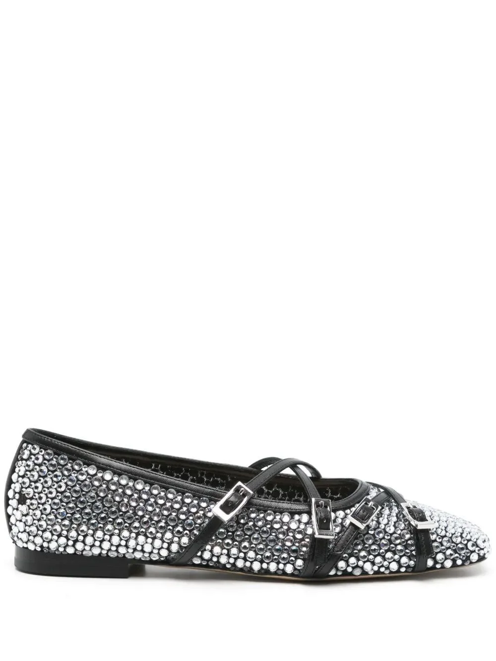 Crystal Net Square Toe Ballerinas With Straps 10Mm - 1