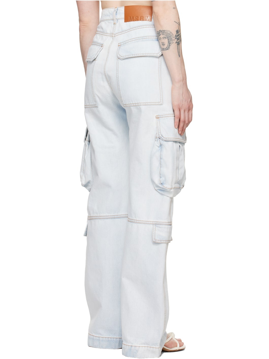Blue Oversized Denim Cargo Pants - 3