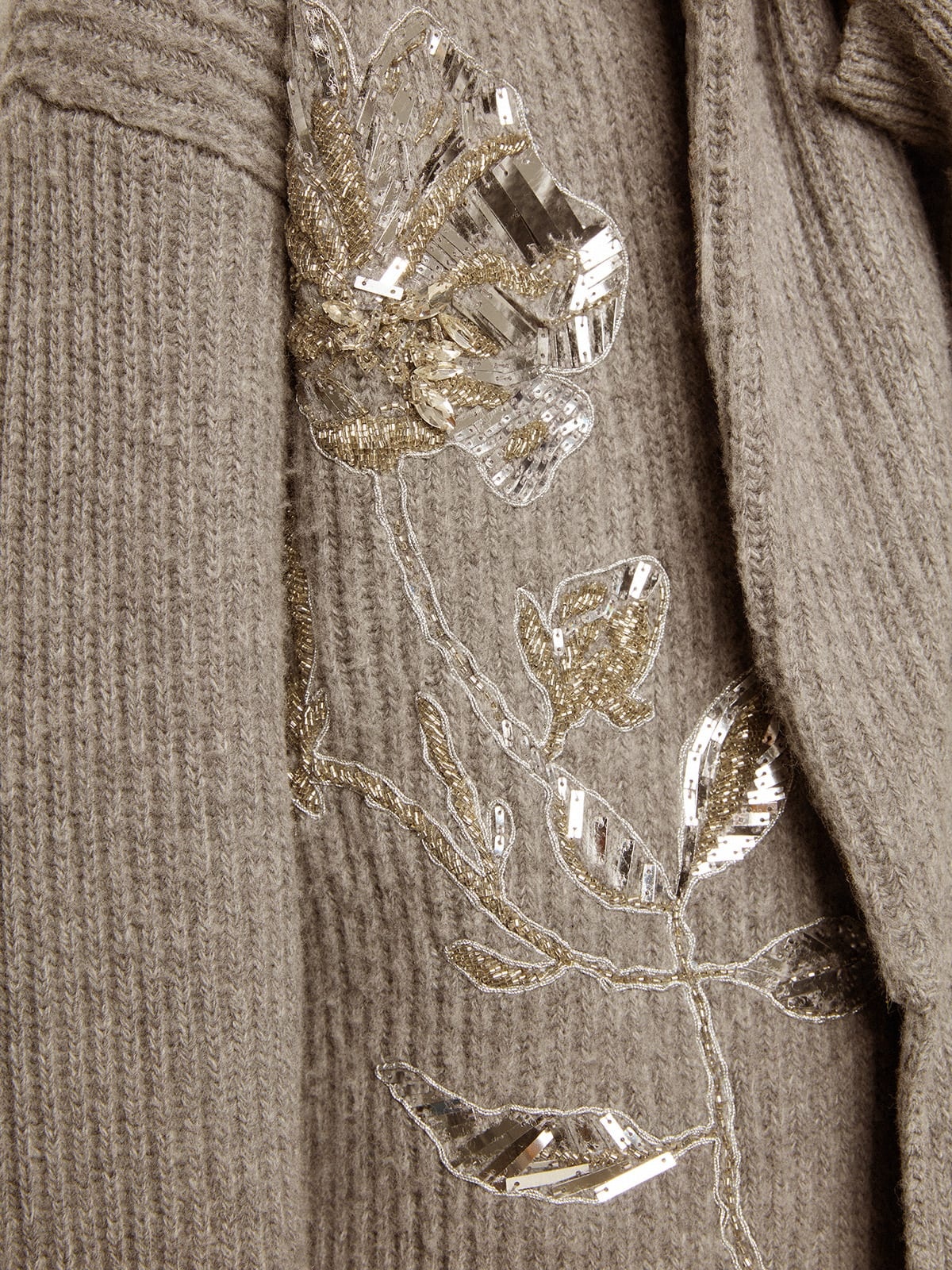 Women's cardigan in gray melange wool with embroidery on the front - 6