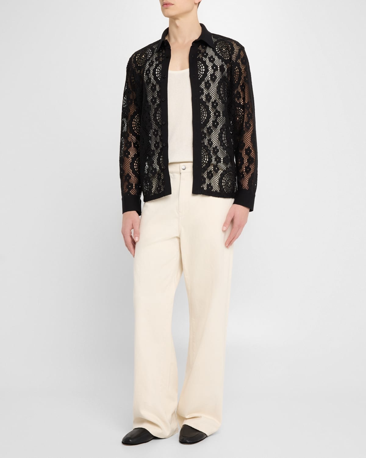 Men's Lace Button-Down Shirt - 2