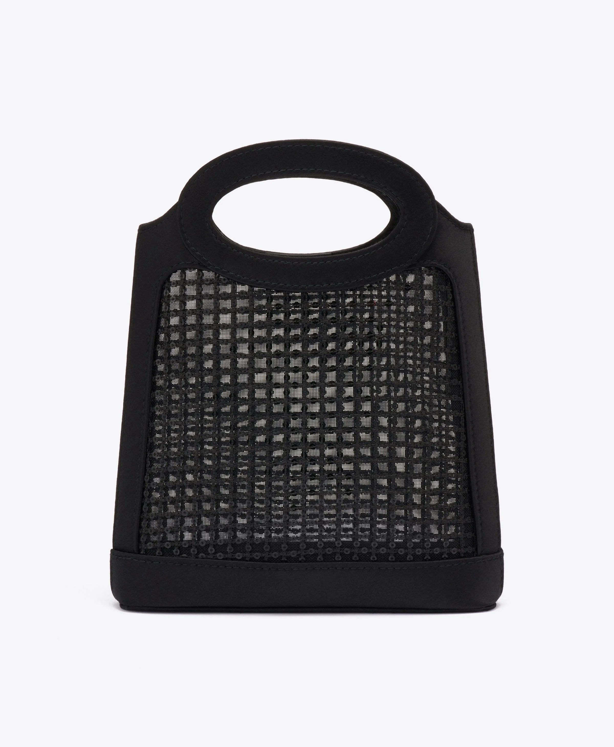 Aura Black Sequin Mesh Mini Tote Bag - 1