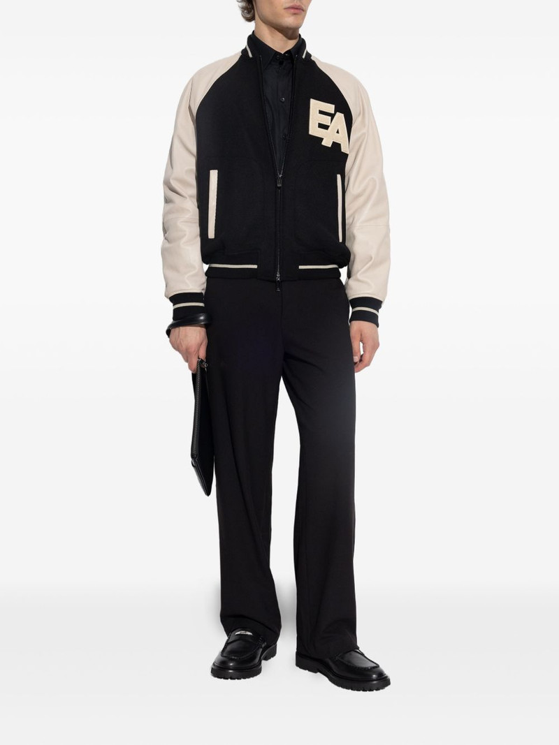 EMPORIO ARMANI leather-sleeved varsity jacket outlook