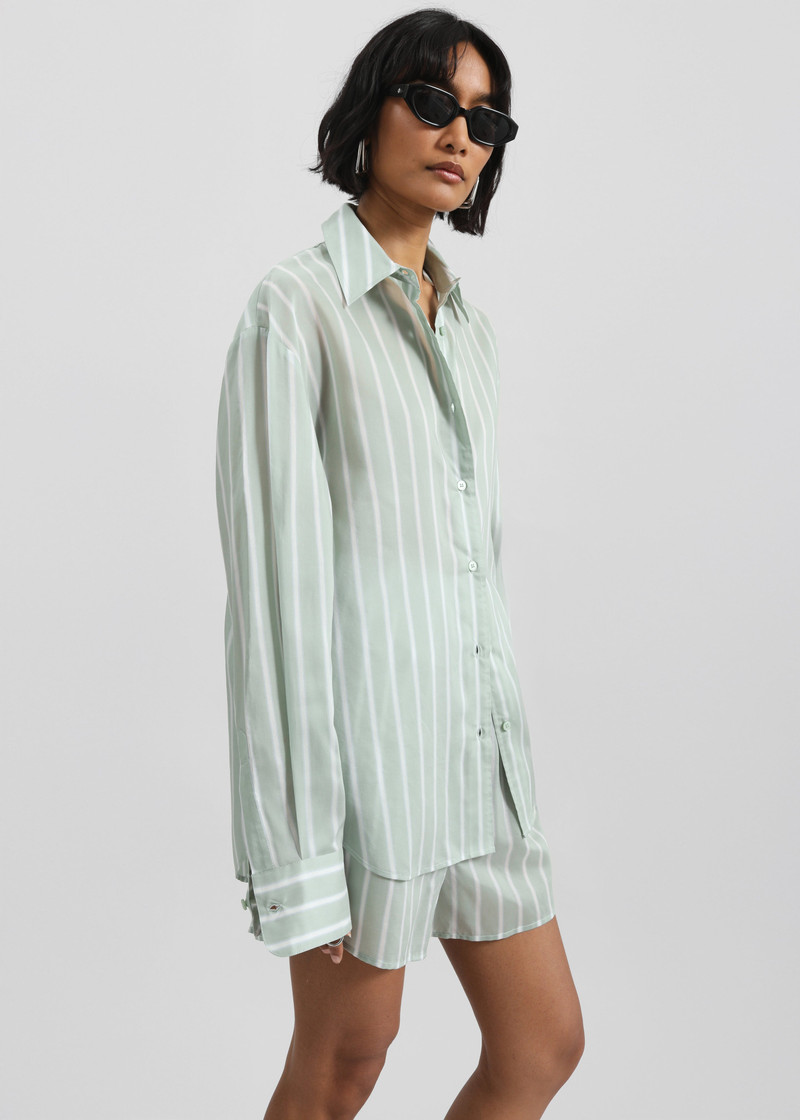 Peri Silk Shirt - Green Stripe 6