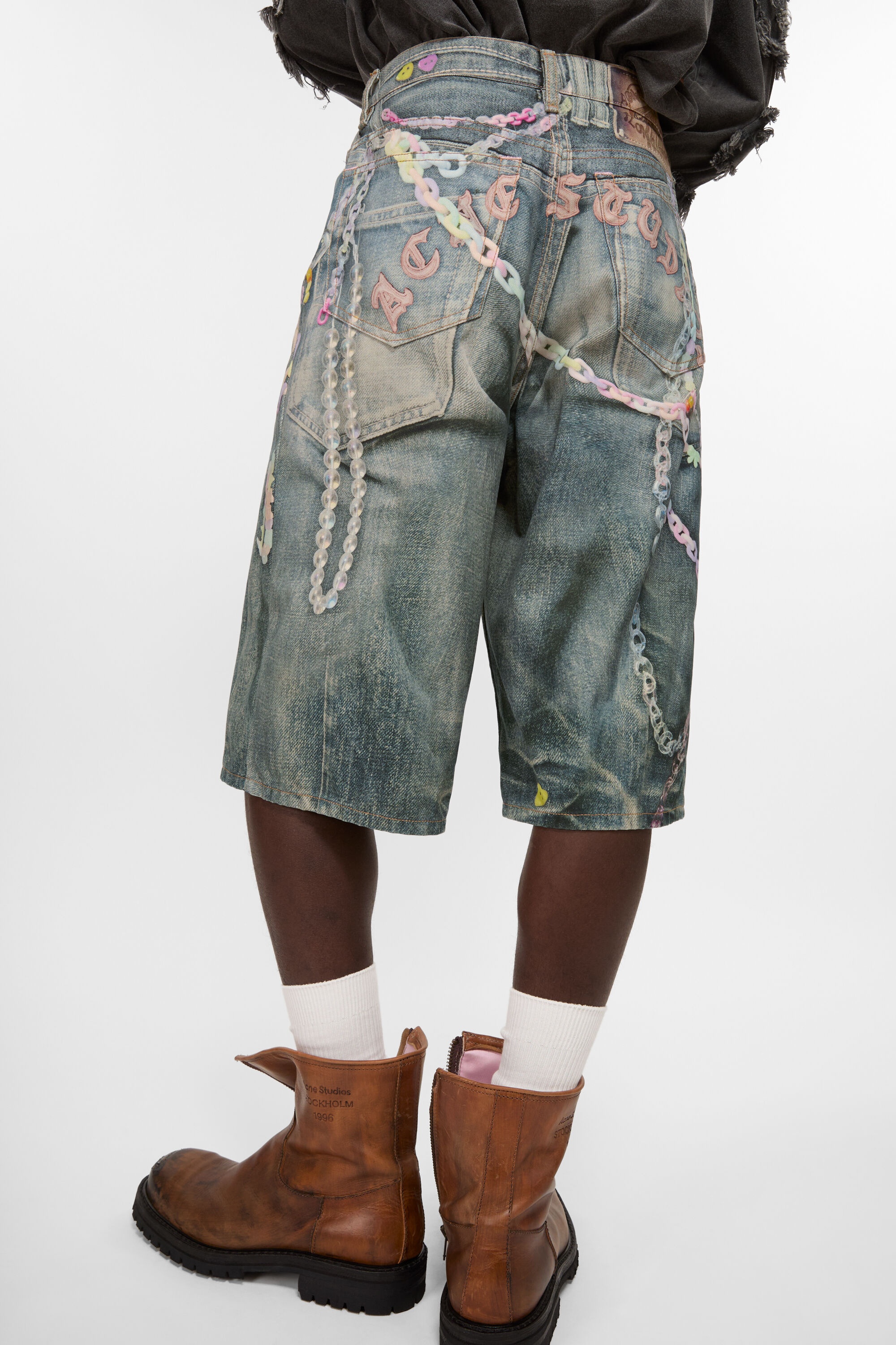 Denim shorts - loose fit - Mid blue - 5