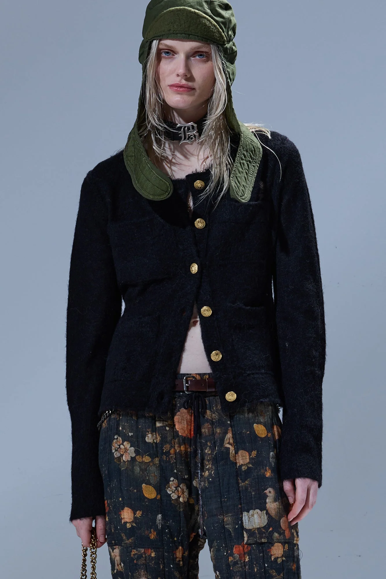 ELONGATED SHRUNKEN CREWNECK CARDIGAN - 1