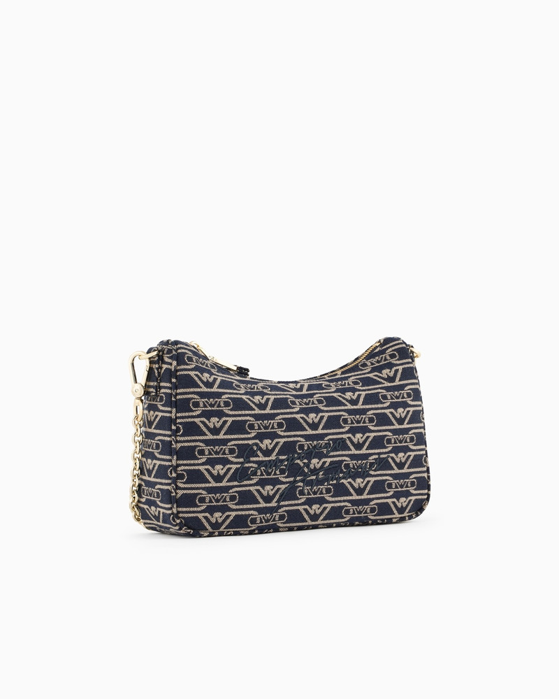 EMPORIO ARMANI JACQUARD CANVAS BAGUETTE BAG WITH ALL-OVER MONOGRAM outlook