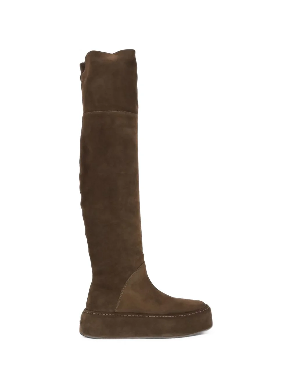 round-toe leather over-the-knee boots - 1