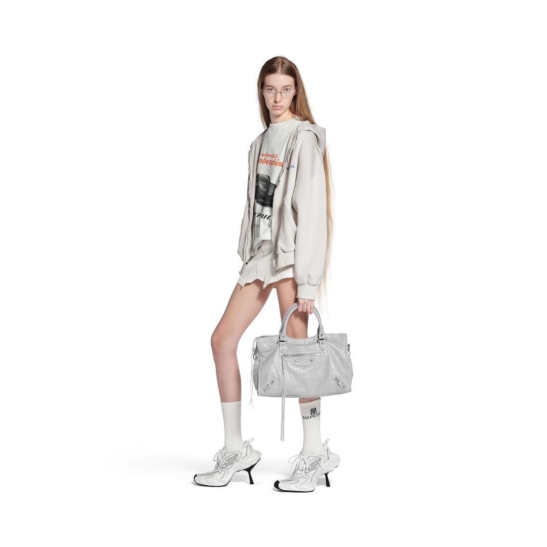 Women's Le City Bag Medium in Light Grey - 7